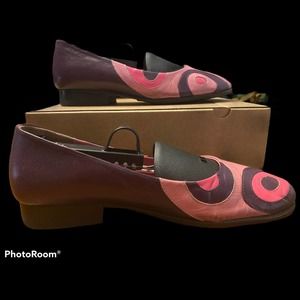 Berne Mev Flat Heeled Leather Pumps Ballerina Multicolor